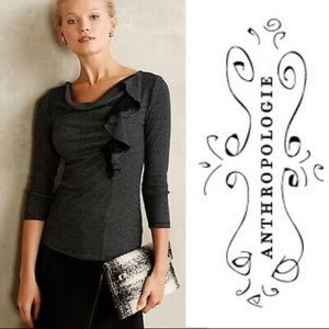 Anthropologie | Ophelia ruffle knit top sz L